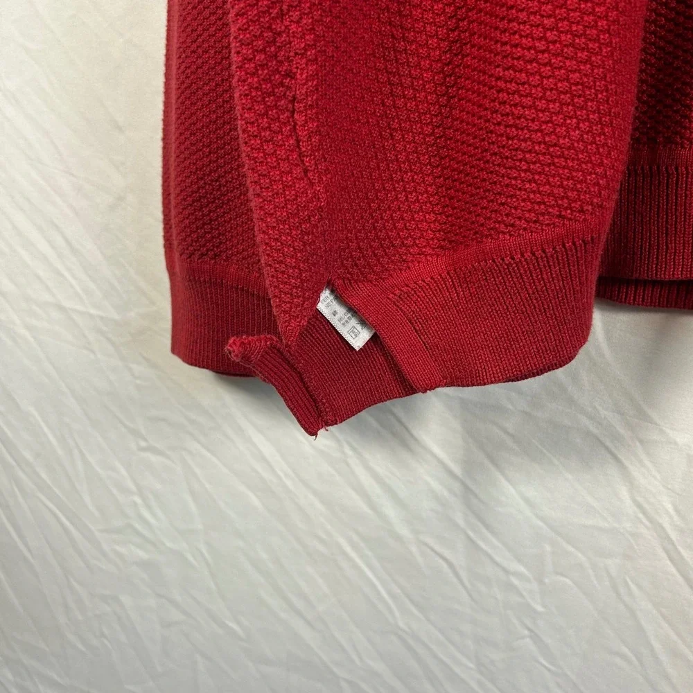 Tommy‎ Bahama Sweater Mens XL Red V-Neck Waffle Knit Cotton Long Sleeve